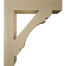 Ekena Millwork - BKTUR055X32X36OLY05RCPR - Timberthane Faux Wood Olympic Style Bracket, Block Ends, 5 1/2"W x 32"D x 36"H, Primed Tan