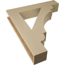 Ekena Millwork - BKTUR055X32X36OLY05RCPR - Timberthane Faux Wood Olympic Style Bracket, Block Ends, 5 1/2"W x 32"D x 36"H, Primed Tan