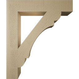 Ekena Millwork - BKTUR055X32X38OLY05RCPR - Timberthane Faux Wood Olympic Style Bracket, Block Ends, 5 1/2"W x 32"D x 38"H, Primed Tan