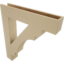 Ekena Millwork - BKTUR055X32X38OLY05RCPR - Timberthane Faux Wood Olympic Style Bracket, Block Ends, 5 1/2"W x 32"D x 38"H, Primed Tan