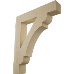 Ekena Millwork - BKTUR055X32X38OLY05RCPR - Timberthane Faux Wood Olympic Style Bracket, Block Ends, 5 1/2"W x 32"D x 38"H, Primed Tan