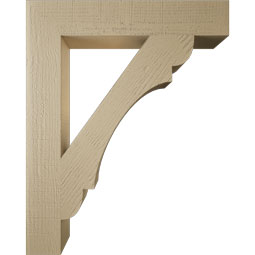 Ekena Millwork - BKTUR055X32X40OLY05RCPR - Timberthane Faux Wood Olympic Style Bracket, Block Ends, 5 1/2"W x 32"D x 40"H, Primed Tan