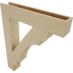 Ekena Millwork - BKTUR055X32X40OLY05RCPR - Timberthane Faux Wood Olympic Style Bracket, Block Ends, 5 1/2"W x 32"D x 40"H, Primed Tan