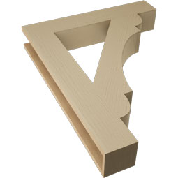 Ekena Millwork - BKTUR055X32X40OLY05RCPR - Timberthane Faux Wood Olympic Style Bracket, Block Ends, 5 1/2"W x 32"D x 40"H, Primed Tan