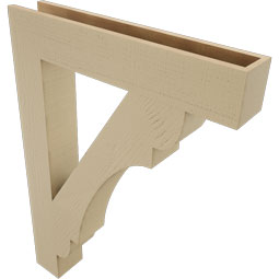 Ekena Millwork - BKTUR055X32X44OLY05RCPR - Timberthane Faux Wood Olympic Style Bracket, Block Ends, 5 1/2"W x 32"D x 44"H, Primed Tan