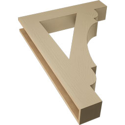 Ekena Millwork - BKTUR055X32X44OLY05RCPR - Timberthane Faux Wood Olympic Style Bracket, Block Ends, 5 1/2"W x 32"D x 44"H, Primed Tan