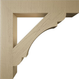 Ekena Millwork - BKTUR055X34X34OLY05RCPR - Timberthane Faux Wood Olympic Style Bracket, Block Ends, 5 1/2"W x 34"D x 34"H, Primed Tan
