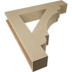 Ekena Millwork - BKTUR055X34X34OLY05RCPR - Timberthane Faux Wood Olympic Style Bracket, Block Ends, 5 1/2"W x 34"D x 34"H, Primed Tan