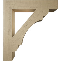 Ekena Millwork - BKTUR055X34X38OLY05RCPR - Timberthane Faux Wood Olympic Style Bracket, Block Ends, 5 1/2"W x 34"D x 38"H, Primed Tan