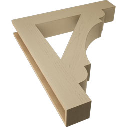 Ekena Millwork - BKTUR055X34X38OLY05RCPR - Timberthane Faux Wood Olympic Style Bracket, Block Ends, 5 1/2"W x 34"D x 38"H, Primed Tan