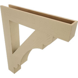 Ekena Millwork - BKTUR055X34X40OLY05RCPR - Timberthane Faux Wood Olympic Style Bracket, Block Ends, 5 1/2"W x 34"D x 40"H, Primed Tan