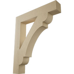 Ekena Millwork - BKTUR055X34X40OLY05RCPR - Timberthane Faux Wood Olympic Style Bracket, Block Ends, 5 1/2"W x 34"D x 40"H, Primed Tan