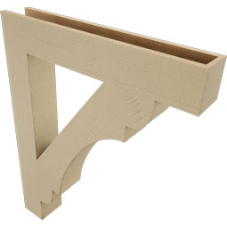 Ekena Millwork - BKTUR055X34X42OLY05RCPR - Timberthane Faux Wood Olympic Style Bracket, Block Ends, 5 1/2"W x 34"D x 42"H, Primed Tan