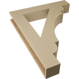 Ekena Millwork - BKTUR055X34X42OLY05RCPR - Timberthane Faux Wood Olympic Style Bracket, Block Ends, 5 1/2"W x 34"D x 42"H, Primed Tan