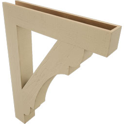 Ekena Millwork - BKTUR055X34X46OLY05RCPR - Timberthane Faux Wood Olympic Style Bracket, Block Ends, 5 1/2"W x 34"D x 46"H, Primed Tan