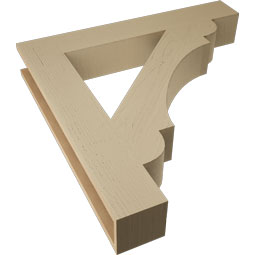 Ekena Millwork - BKTUR055X36X36OLY05RCPR - Timberthane Faux Wood Olympic Style Bracket, Block Ends, 5 1/2"W x 36"D x 36"H, Primed Tan