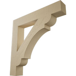 Ekena Millwork - BKTUR055X36X36OLY05RCPR - Timberthane Faux Wood Olympic Style Bracket, Block Ends, 5 1/2"W x 36"D x 36"H, Primed Tan