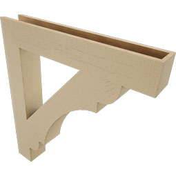 Ekena Millwork - BKTUR055X36X40OLY05RCPR - Timberthane Faux Wood Olympic Style Bracket, Block Ends, 5 1/2"W x 36"D x 40"H, Primed Tan
