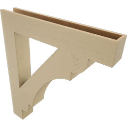 Ekena Millwork - BKTUR055X36X42OLY05RCPR - Timberthane Faux Wood Olympic Style Bracket, Block Ends, 5 1/2"W x 36"D x 42"H, Primed Tan