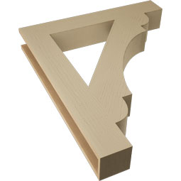 Ekena Millwork - BKTUR055X36X42OLY05RCPR - Timberthane Faux Wood Olympic Style Bracket, Block Ends, 5 1/2"W x 36"D x 42"H, Primed Tan
