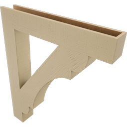 Ekena Millwork - BKTUR055X36X44OLY05RCPR - Timberthane Faux Wood Olympic Style Bracket, Block Ends, 5 1/2"W x 36"D x 44"H, Primed Tan