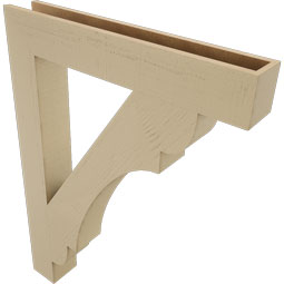 Ekena Millwork - BKTUR055X36X48OLY05RCPR - Timberthane Faux Wood Olympic Style Bracket, Block Ends, 5 1/2"W x 36"D x 48"H, Primed Tan