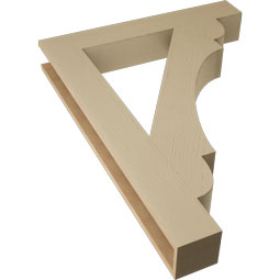 Ekena Millwork - BKTUR055X36X48OLY05RCPR - Timberthane Faux Wood Olympic Style Bracket, Block Ends, 5 1/2"W x 36"D x 48"H, Primed Tan