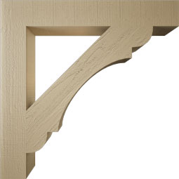 Ekena Millwork - BKTUR055X38X38OLY05RCPR - Timberthane Faux Wood Olympic Style Bracket, Block Ends, 5 1/2"W x 38"D x 38"H, Primed Tan