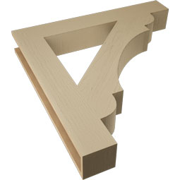 Ekena Millwork - BKTUR055X38X38OLY05RCPR - Timberthane Faux Wood Olympic Style Bracket, Block Ends, 5 1/2"W x 38"D x 38"H, Primed Tan