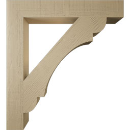 Ekena Millwork - BKTUR055X38X42OLY05RCPR - Timberthane Faux Wood Olympic Style Bracket, Block Ends, 5 1/2"W x 38"D x 42"H, Primed Tan