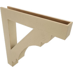 Ekena Millwork - BKTUR055X38X42OLY05RCPR - Timberthane Faux Wood Olympic Style Bracket, Block Ends, 5 1/2"W x 38"D x 42"H, Primed Tan