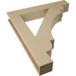Ekena Millwork - BKTUR055X38X42OLY05RCPR - Timberthane Faux Wood Olympic Style Bracket, Block Ends, 5 1/2"W x 38"D x 42"H, Primed Tan