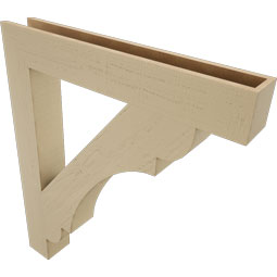 Ekena Millwork - BKTUR055X38X44OLY05RCPR - Timberthane Faux Wood Olympic Style Bracket, Block Ends, 5 1/2"W x 38"D x 44"H, Primed Tan