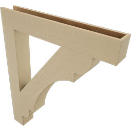 Ekena Millwork - BKTUR055X38X46OLY05RCPR - Timberthane Faux Wood Olympic Style Bracket, Block Ends, 5 1/2"W x 38"D x 46"H, Primed Tan
