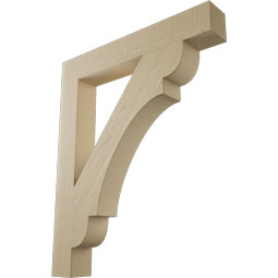 Ekena Millwork - BKTUR055X38X46OLY05RCPR - Timberthane Faux Wood Olympic Style Bracket, Block Ends, 5 1/2"W x 38"D x 46"H, Primed Tan
