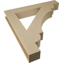 Ekena Millwork - BKTUR055X40X40OLY05RCPR - Timberthane Faux Wood Olympic Style Bracket, Block Ends, 5 1/2"W x 40"D x 40"H, Primed Tan