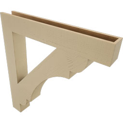 Ekena Millwork - BKTUR055X40X44OLY05RCPR - Timberthane Faux Wood Olympic Style Bracket, Block Ends, 5 1/2"W x 40"D x 44"H, Primed Tan