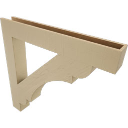 Ekena Millwork - BKTUR055X42X42OLY05RCPR - Timberthane Faux Wood Olympic Style Bracket, Block Ends, 5 1/2"W x 42"D x 42"H, Primed Tan