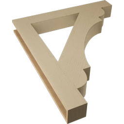 Ekena Millwork - BKTUR055X42X48OLY05RCPR - Timberthane Faux Wood Olympic Style Bracket, Block Ends, 5 1/2"W x 42"D x 48"H, Primed Tan