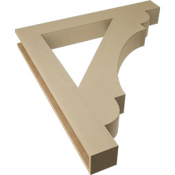 Ekena Millwork - BKTUR055X44X48OLY05RCPR - Timberthane Faux Wood Olympic Style Bracket, Block Ends, 5 1/2"W x 44"D x 48"H, Primed Tan
