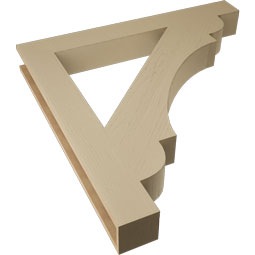 Ekena Millwork - BKTUR055X46X46OLY05RCPR - Timberthane Faux Wood Olympic Style Bracket, Block Ends, 5 1/2"W x 46"D x 46"H, Primed Tan