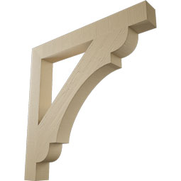 Ekena Millwork - BKTUR055X46X46OLY05RCPR - Timberthane Faux Wood Olympic Style Bracket, Block Ends, 5 1/2"W x 46"D x 46"H, Primed Tan