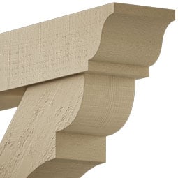 Ekena Millwork - BKTUROOLY00 - Timberthane Rough Cedar Faux Wood Olympic Traditional Bracket w/ Offset Brace