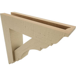 Ekena Millwork - BKTUR0352X14X14OLY01RCPR - Timberthane Faux Wood Olympic Style Bracket w/ Offset Brace, Traditional Ends, 3 1/2"W x 14"D x 14"H, Primed Tan