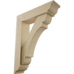 Ekena Millwork - BKTUR0352X14X18OLY01RCPR - Timberthane Faux Wood Olympic Style Bracket w/ Offset Brace, Traditional Ends, 3 1/2"W x 14"D x 18"H, Primed Tan