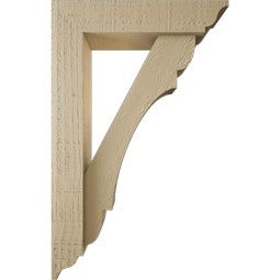 Ekena Millwork - BKTUR0352X14X22OLY01RCPR - Timberthane Faux Wood Olympic Style Bracket w/ Offset Brace, Traditional Ends, 3 1/2"W x 14"D x 22"H, Primed Tan