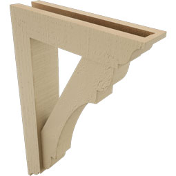 Ekena Millwork - BKTUR0352X14X22OLY01RCPR - Timberthane Faux Wood Olympic Style Bracket w/ Offset Brace, Traditional Ends, 3 1/2"W x 14"D x 22"H, Primed Tan