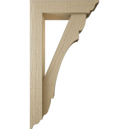 Ekena Millwork - BKTUR0352X14X26OLY01RCPR - Timberthane Faux Wood Olympic Style Bracket w/ Offset Brace, Traditional Ends, 3 1/2"W x 14"D x 26"H, Primed Tan
