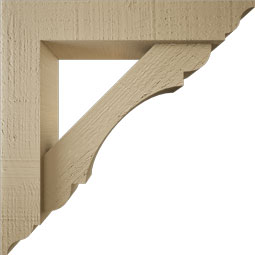Ekena Millwork - BKTUR0352X16X16OLY01RCPR - Timberthane Faux Wood Olympic Style Bracket w/ Offset Brace, Traditional Ends, 3 1/2"W x 16"D x 16"H, Primed Tan