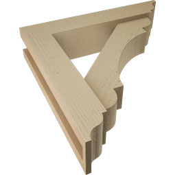 Ekena Millwork - BKTUR0352X16X16OLY01RCPR - Timberthane Faux Wood Olympic Style Bracket w/ Offset Brace, Traditional Ends, 3 1/2"W x 16"D x 16"H, Primed Tan